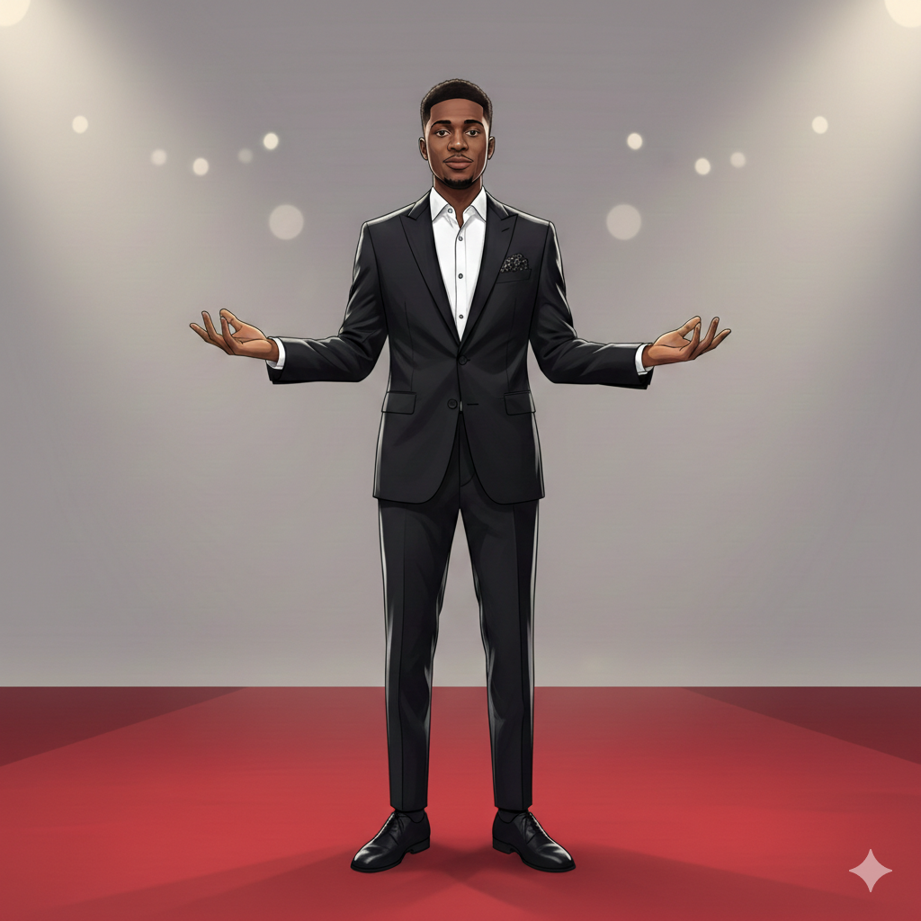 Khaby Lame silent reaction style AI-generated illustration